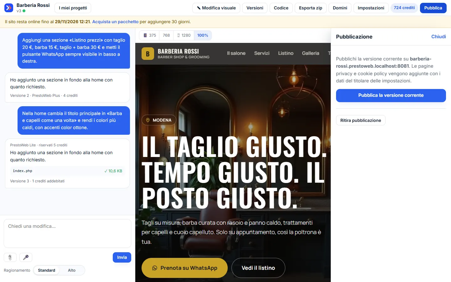 Pannello Pubblicazione